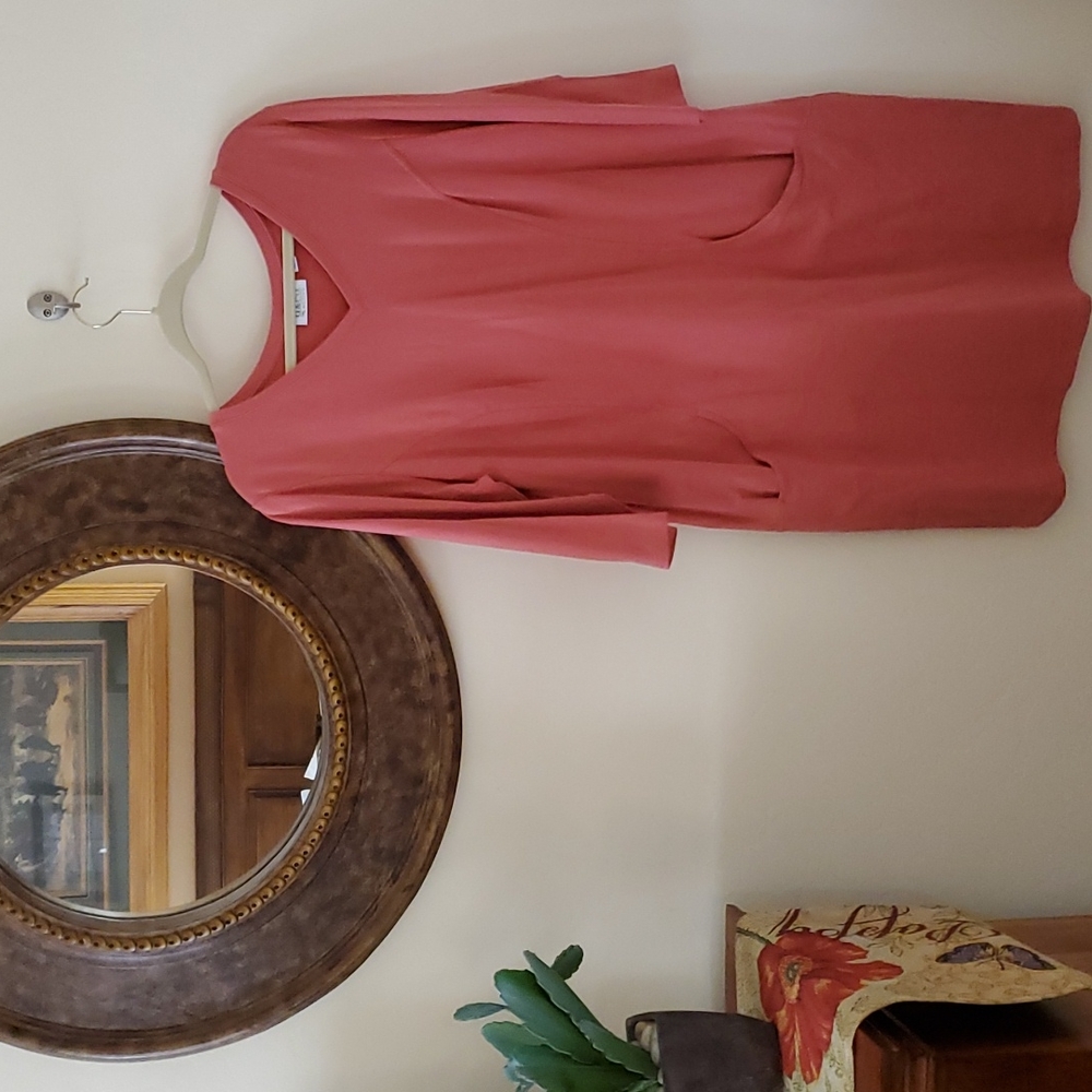 Denim and Co. 3/4 sleeve, salmon color dress, SZ1X